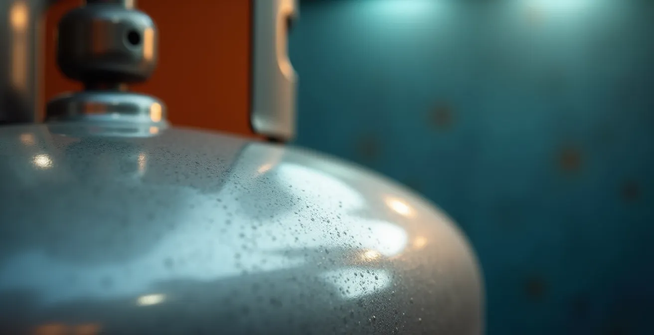 Détail de la surface métallique d'un réservoir de propane moderne