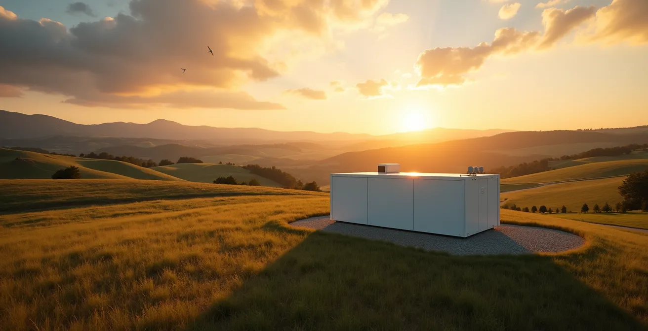 Installation énergétique moderne intégrée dans un paysage rural